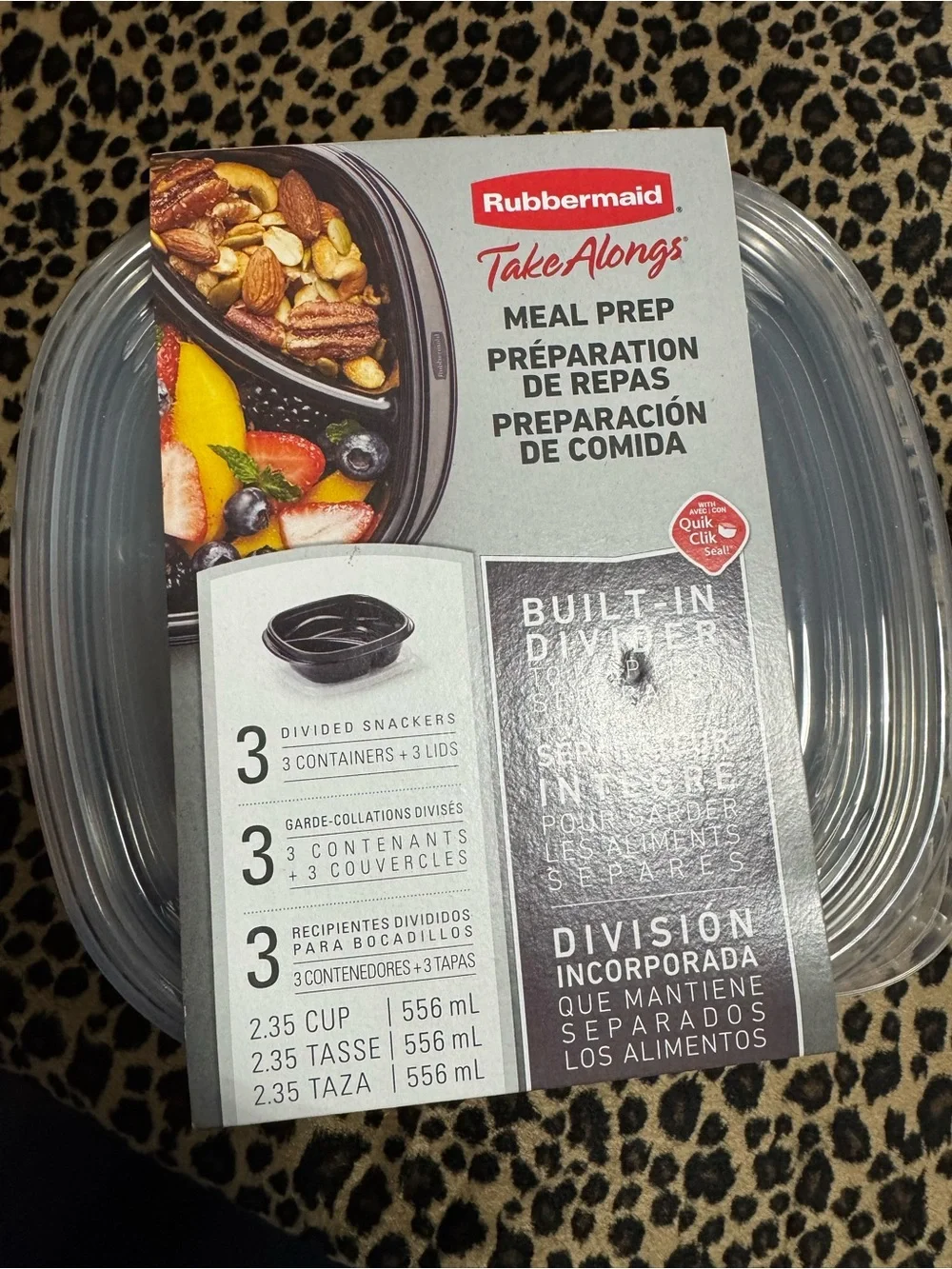 Rubbermaid TakeAlongs Meal Prep Divided Snack Containers - Clear/Black
